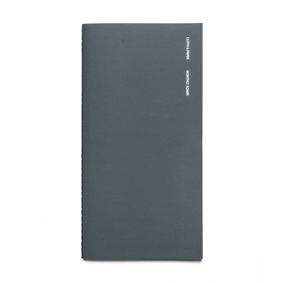Cloth & Paper Travel Notebook A5 Slim, Monthly Admin Lagoon
