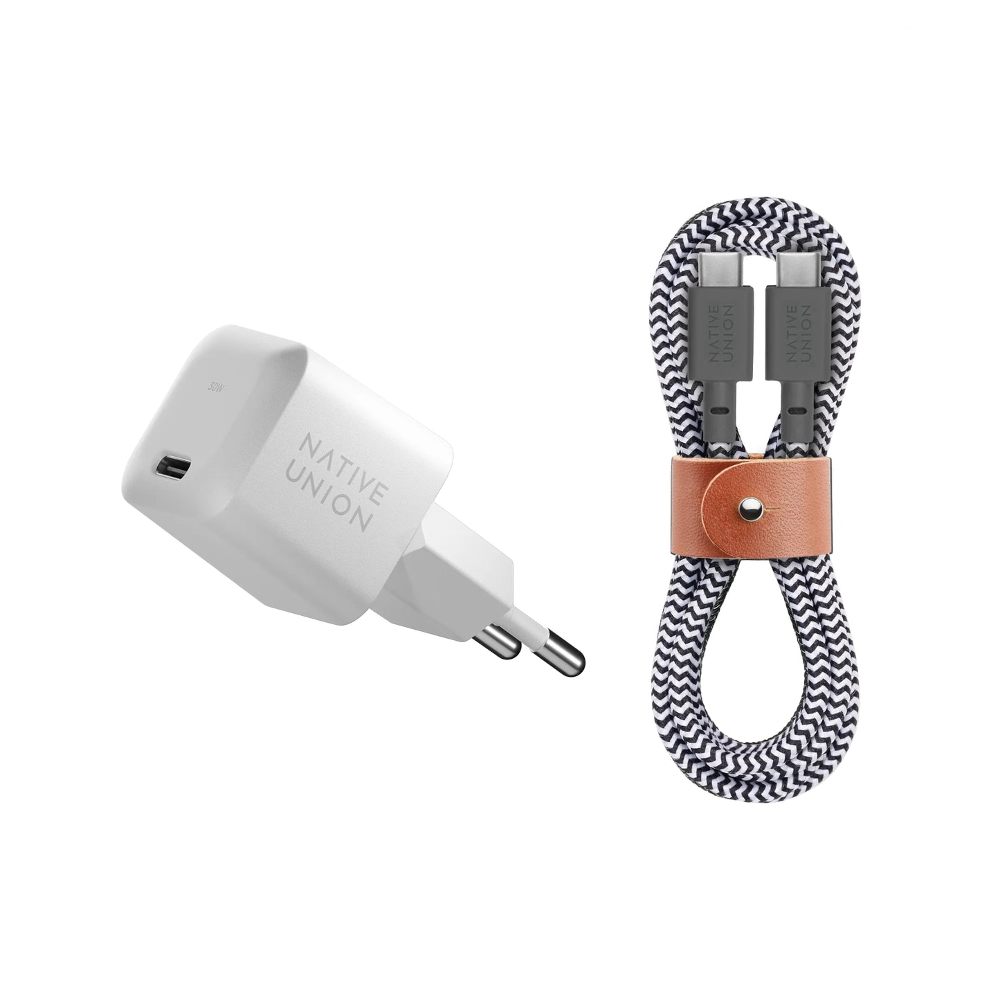 Native Union Fast GaN Charger PD 30W with USB-C Cable, Zebra