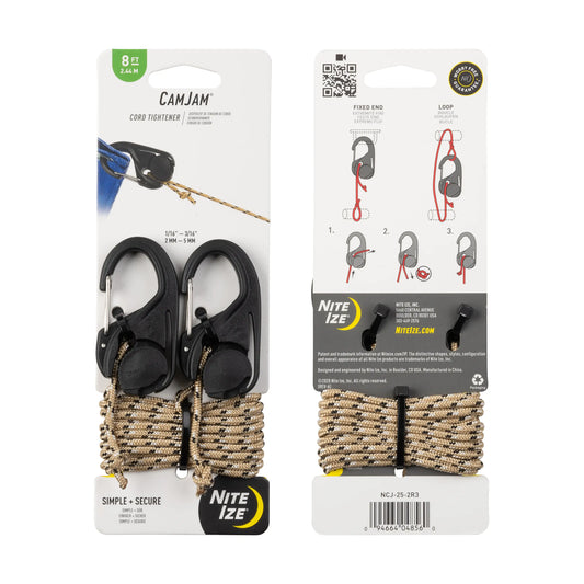 Nite Ize CamJam® Cord Tightener, 2 Pack with 8 ft Rope