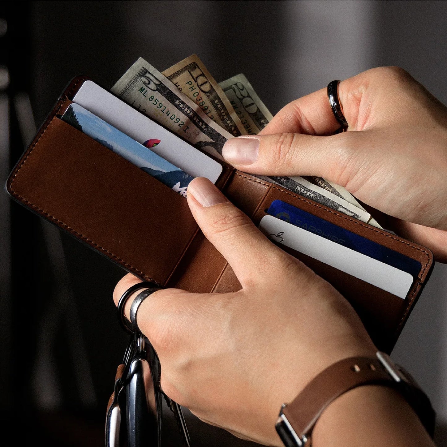 Nomad Bifold Wallet Horween Leather, Rustic Brown