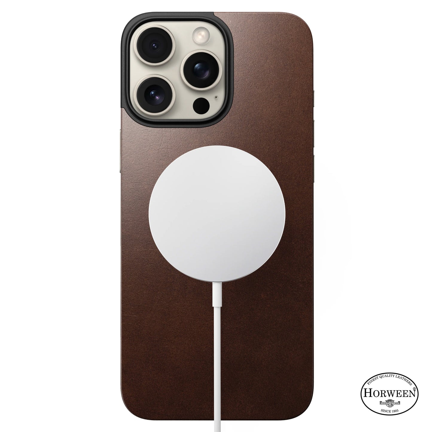 Nomad Magnetic Horween Leather Back iPhone 16 Pro Max, Rustic Brown