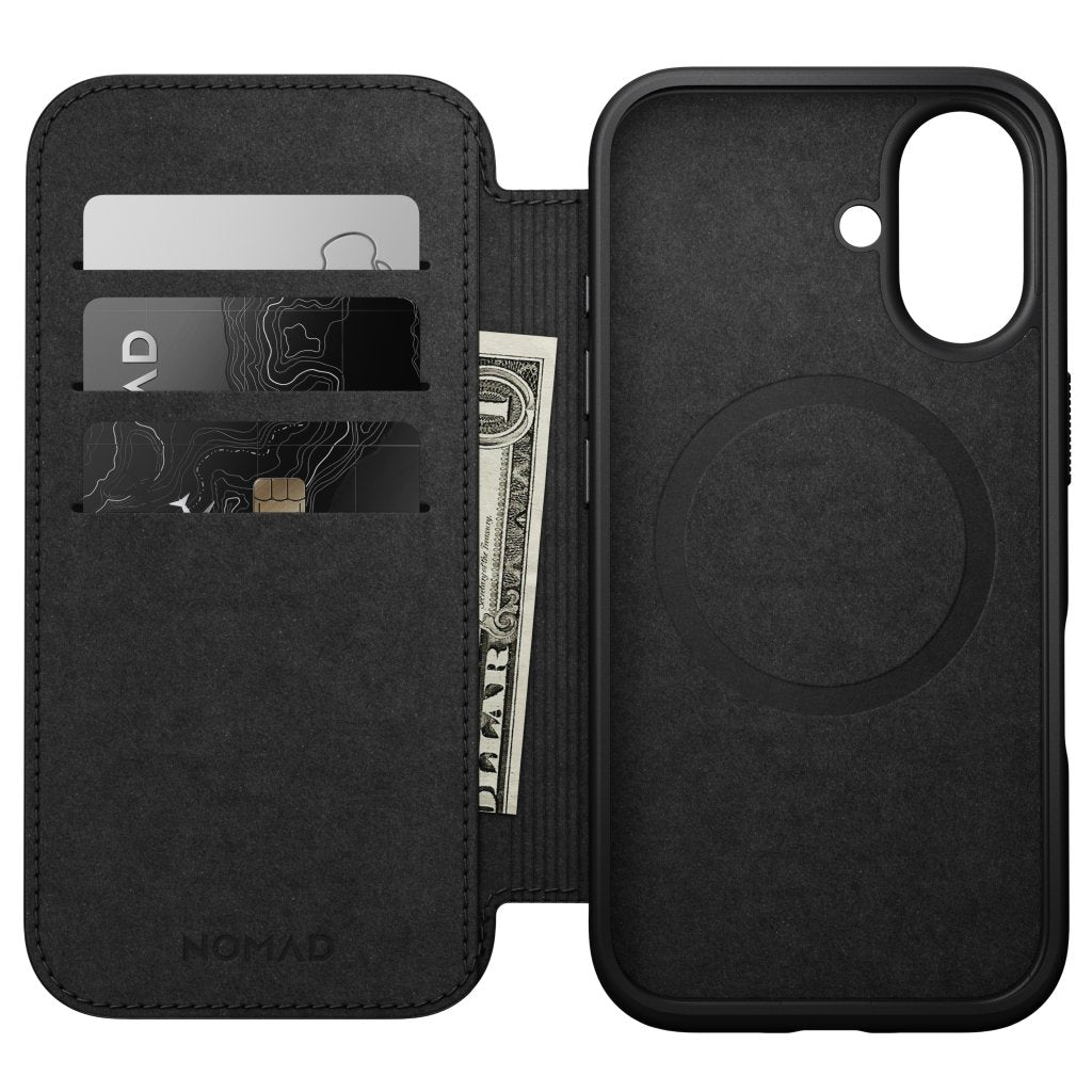 Nomad Modern Nomad Leather Folio iPhone 16, Black