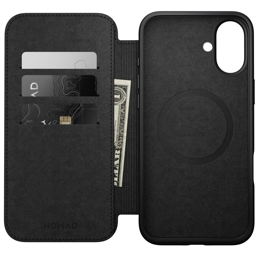 Nomad Modern Nomad Leather Folio iPhone 16 Plus, Black