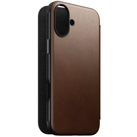 Nomad Modern Nomad Leather Folio iPhone 16 Plus, Brown