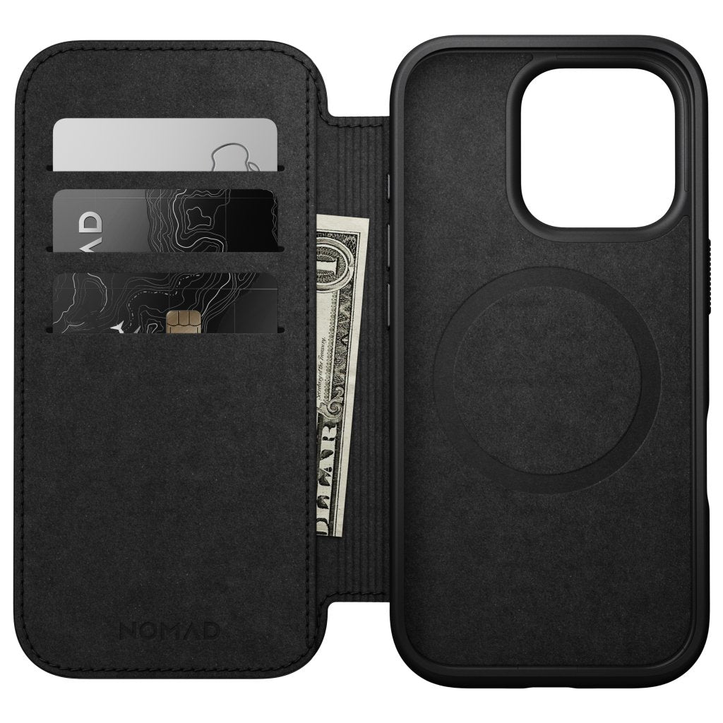 Nomad Modern Nomad Leather Folio iPhone 16 Pro, Black