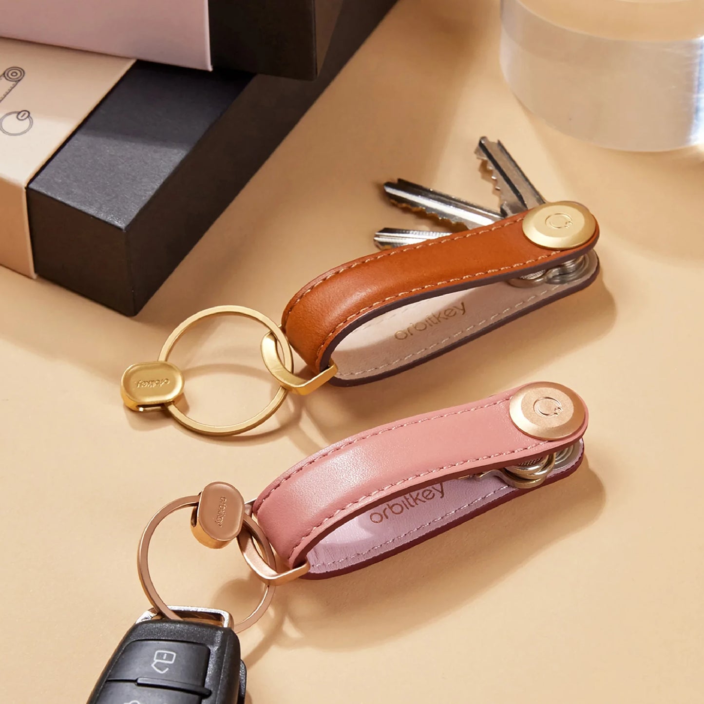 Orbitkey Key Organiser Set - Leather Cotton Candy + Ring v2