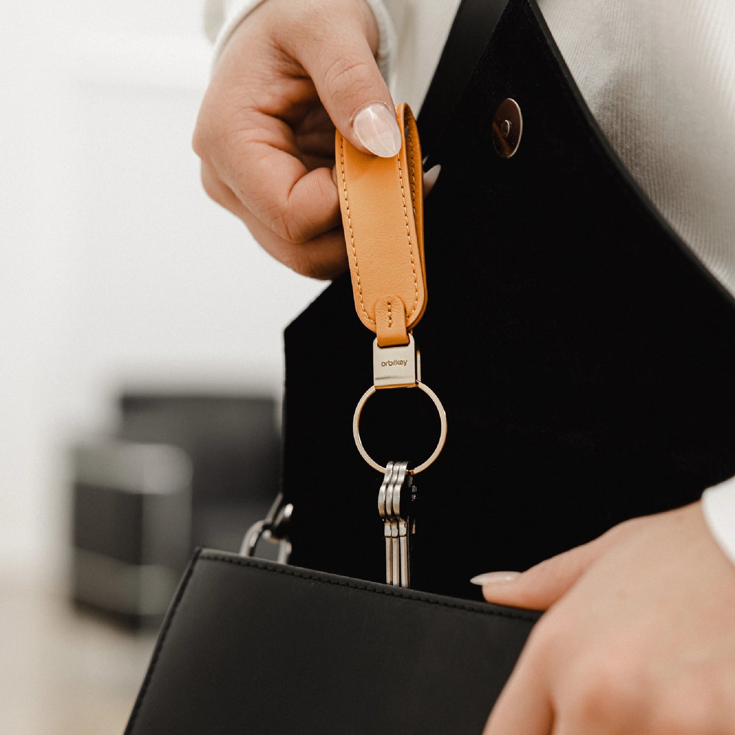 Orbitkey Loop Keychain Leather (Orange)