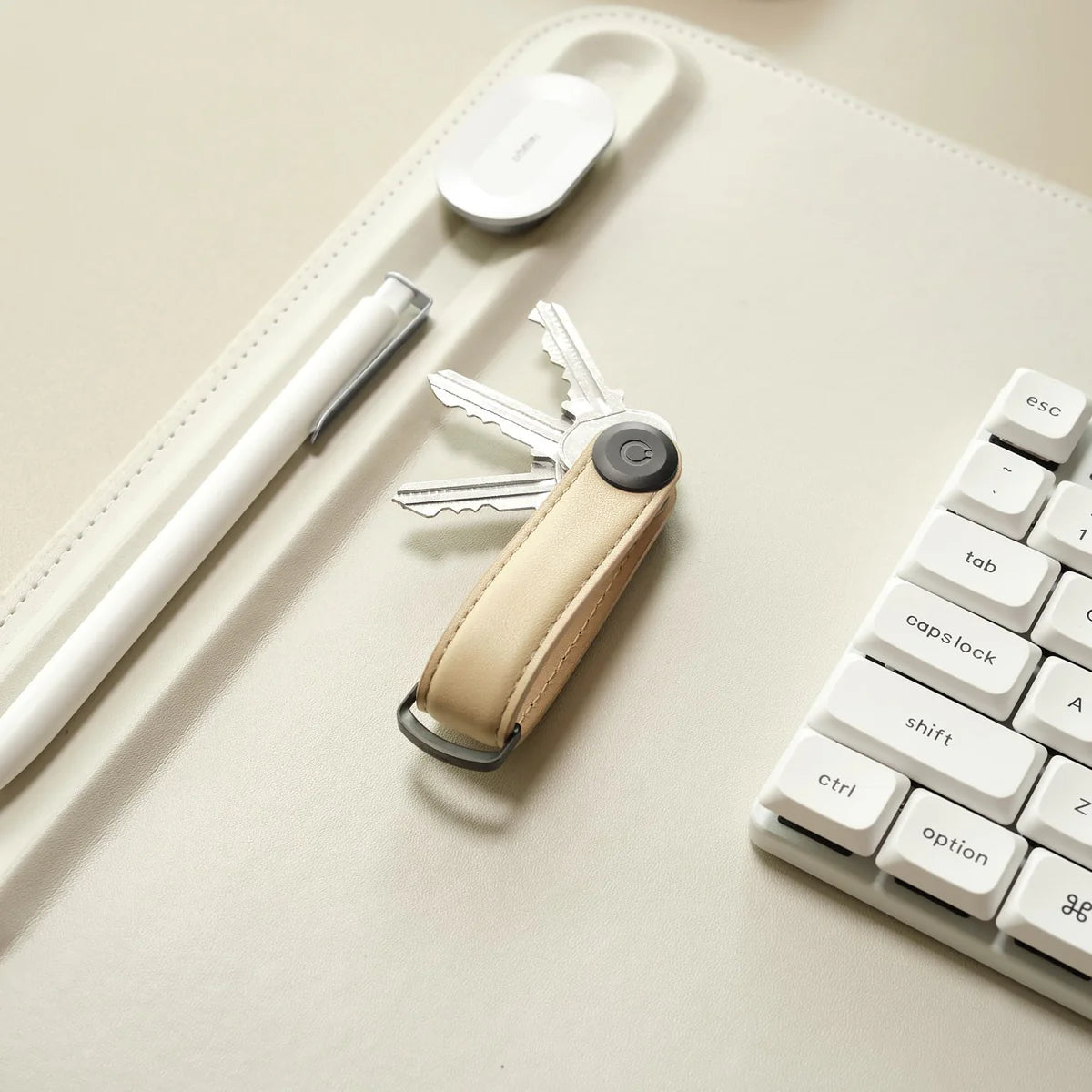 Orbitkey 2.0 Leather Key Organiser, Sand