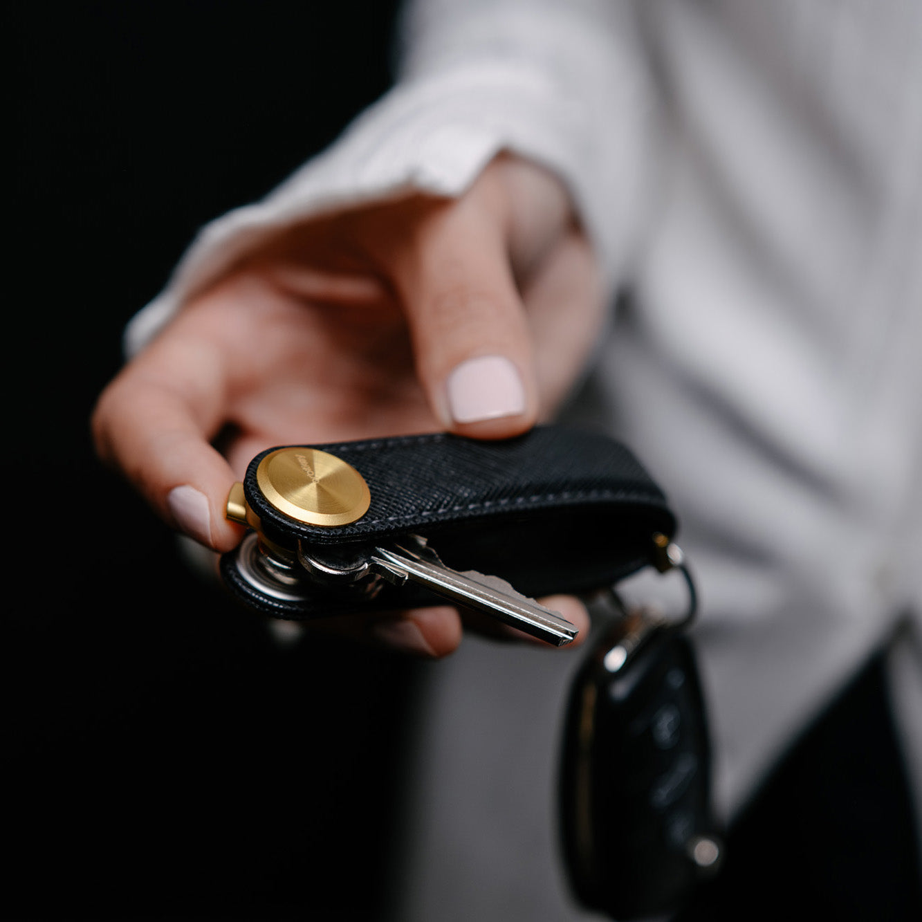 Orbitkey Key Organiser Pro Saffiano Leather, Liquorice Black