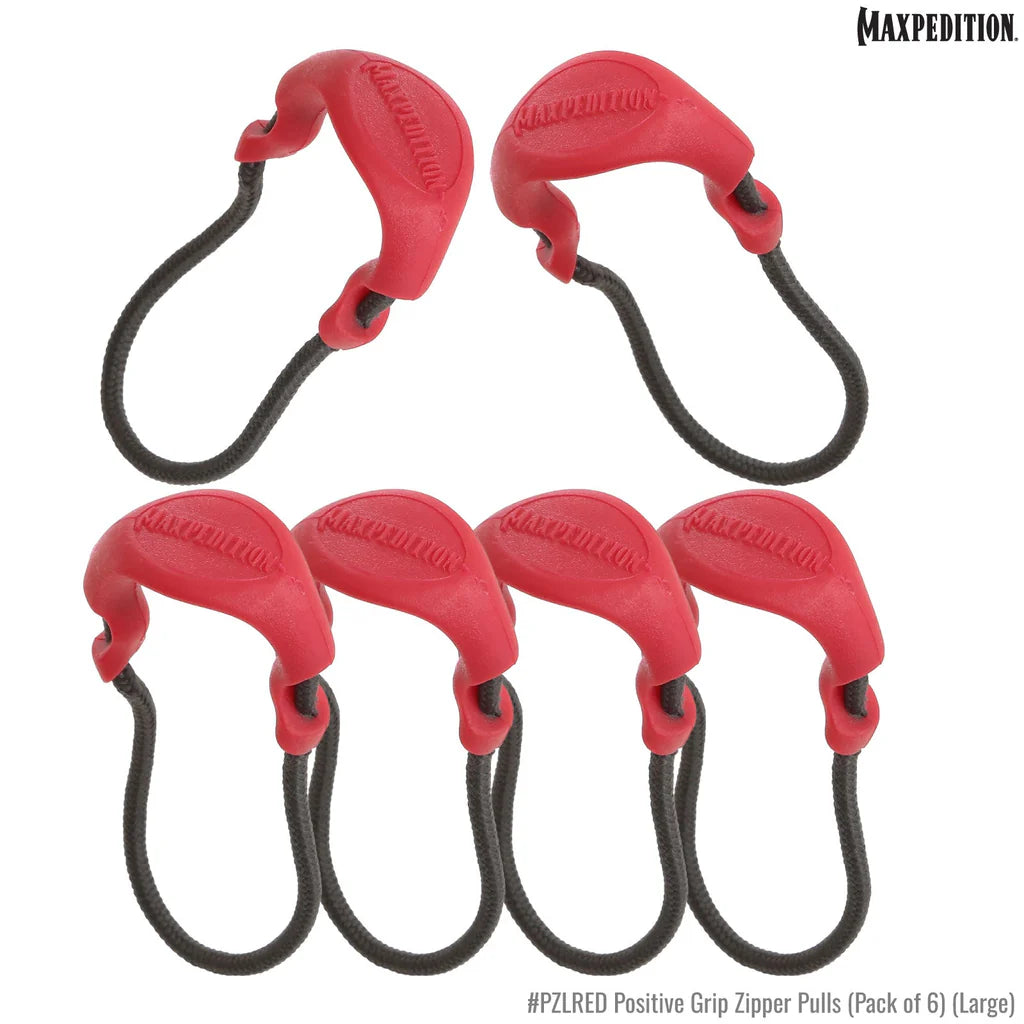 Maxpedition PZL Positive Grip Zipper Pulls (Pack of 6) Large, EMS Red