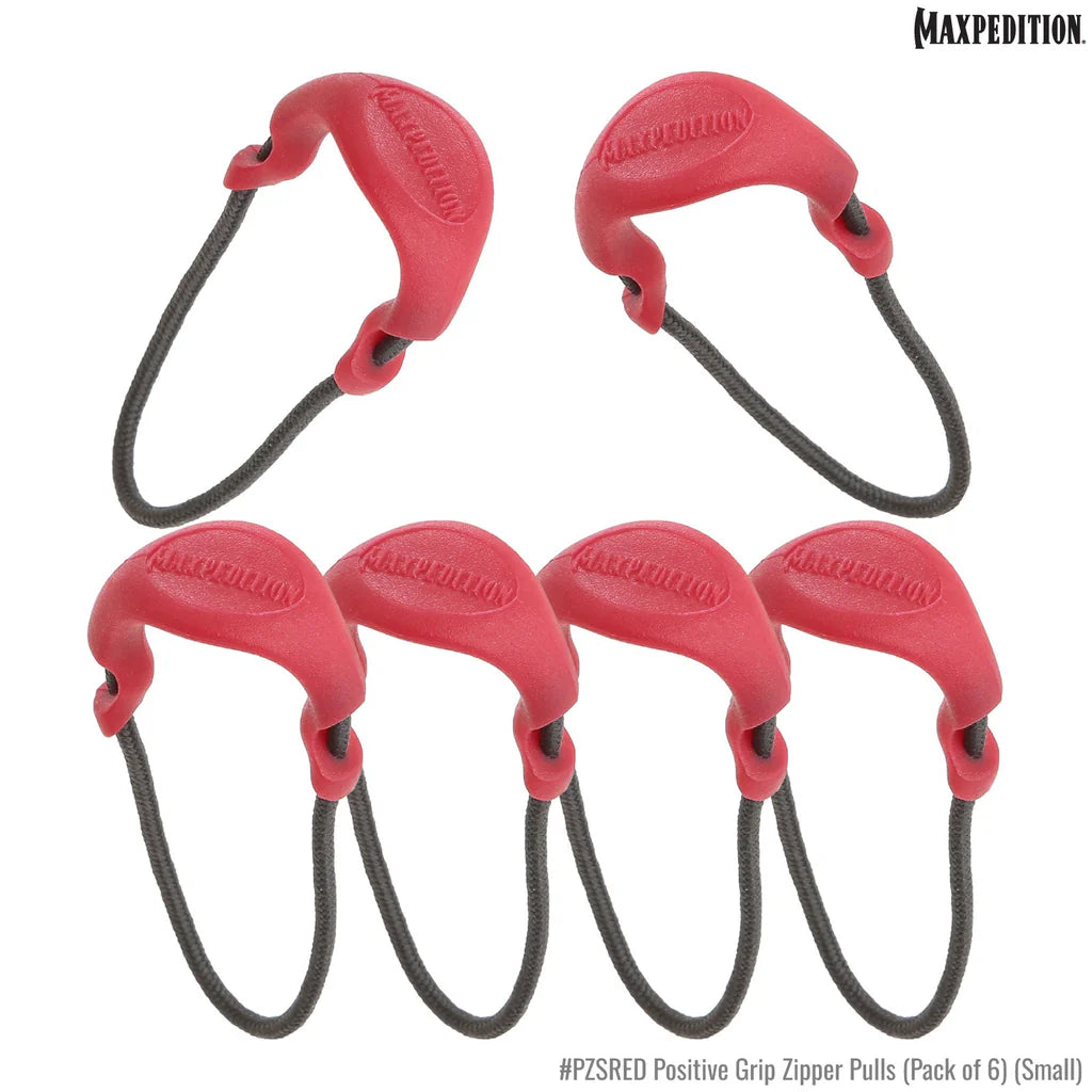 Maxpedition PZL Positive Grip Zipper Pulls (Pack of 6) Small, EMS Red