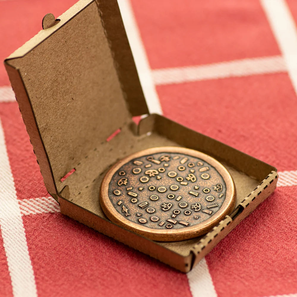 Shire Post Mint Supreme Pizza Coin in Copper with Tiny Pizza Box