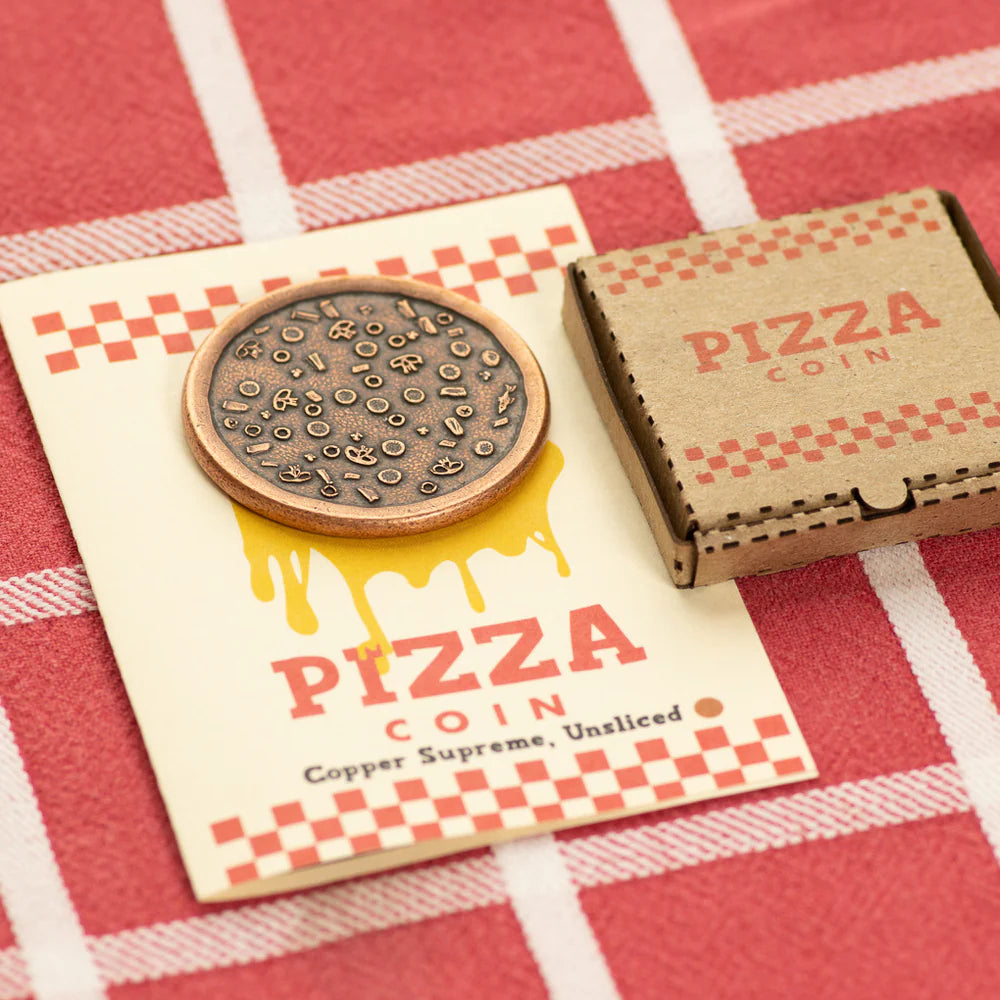 Shire Post Mint Supreme Pizza Coin in Copper with Tiny Pizza Box