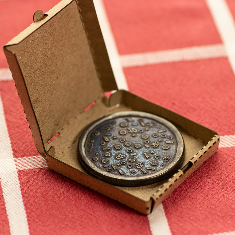 Shire Post Mint Burnt Supreme Pizza Coin with Tiny Pizza Box