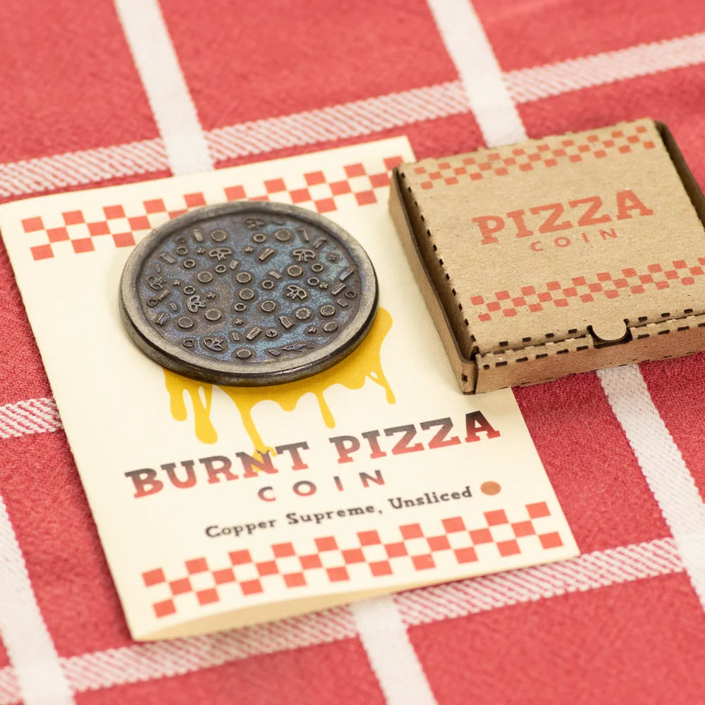Shire Post Mint Burnt Supreme Pizza Coin with Tiny Pizza Box