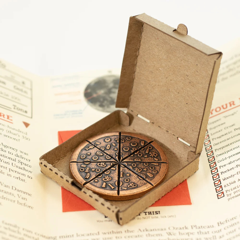 Shire Post Mint Pizza Moon Supreme Pizza Lunar Coin in Copper with Tiny Pizza Box