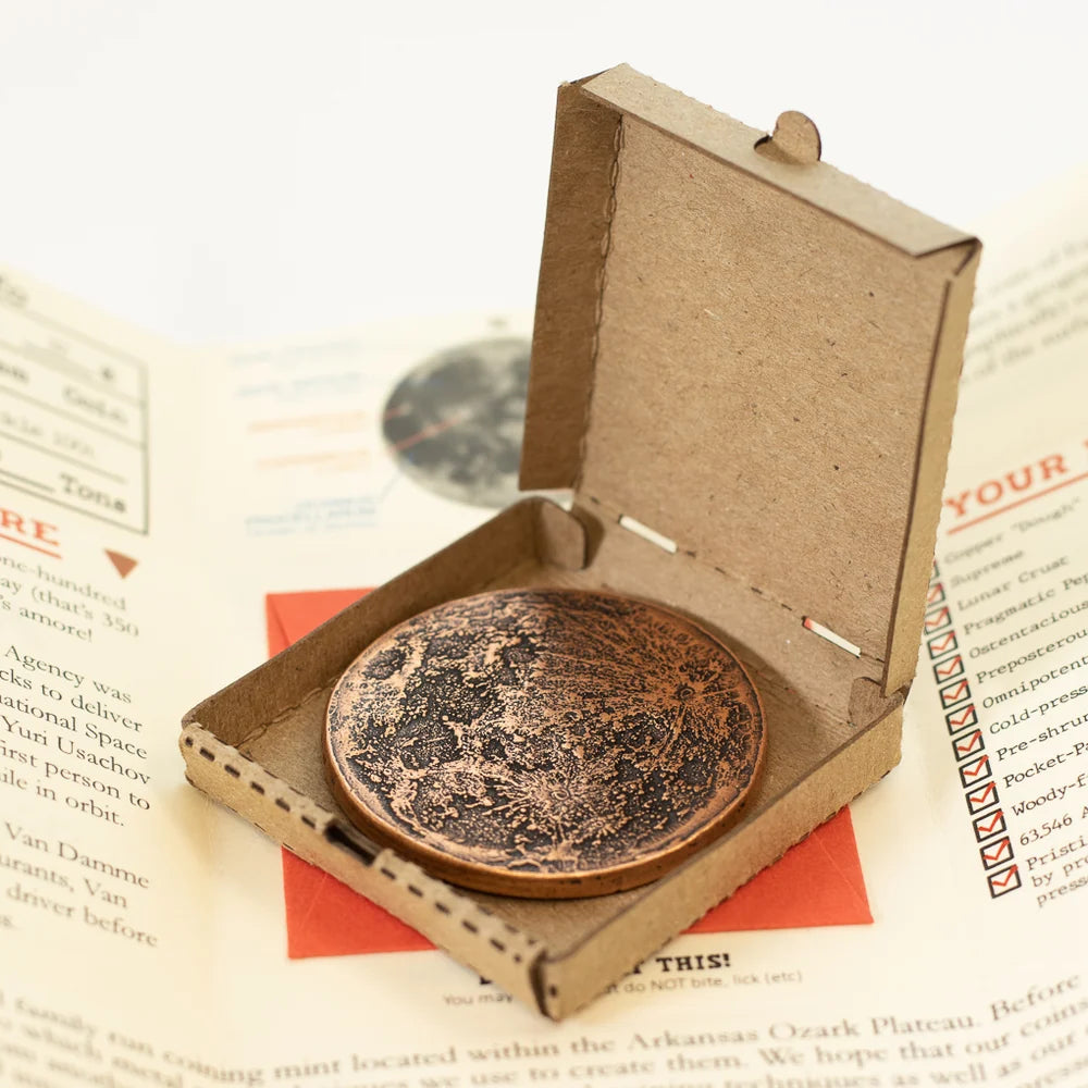 Shire Post Mint Pizza Moon Supreme Pizza Lunar Coin in Copper with Tiny Pizza Box