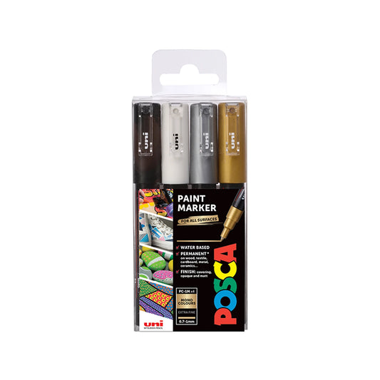 POSCA PC-1M Extra-fine, Mono/Metallic 4-pakk