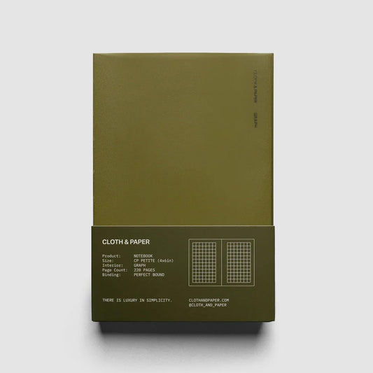 Cloth & Paper Perfect Bound Notebook CP Petite, Graph Olive