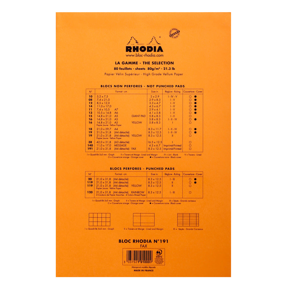 Rhodia Fax Head Stapled Pad Pre-Printed No.19 A4+