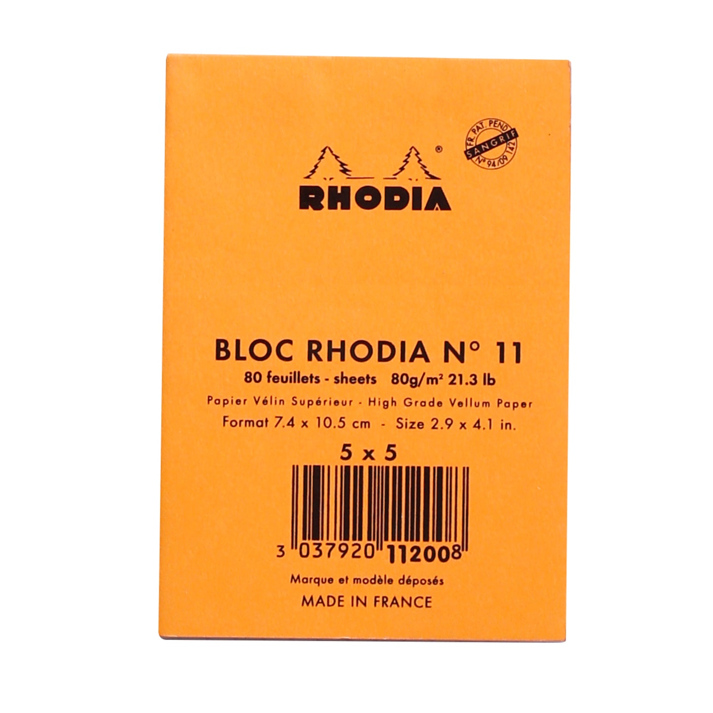 Rhodia Head Stapled Pad No.11 A7, Squared