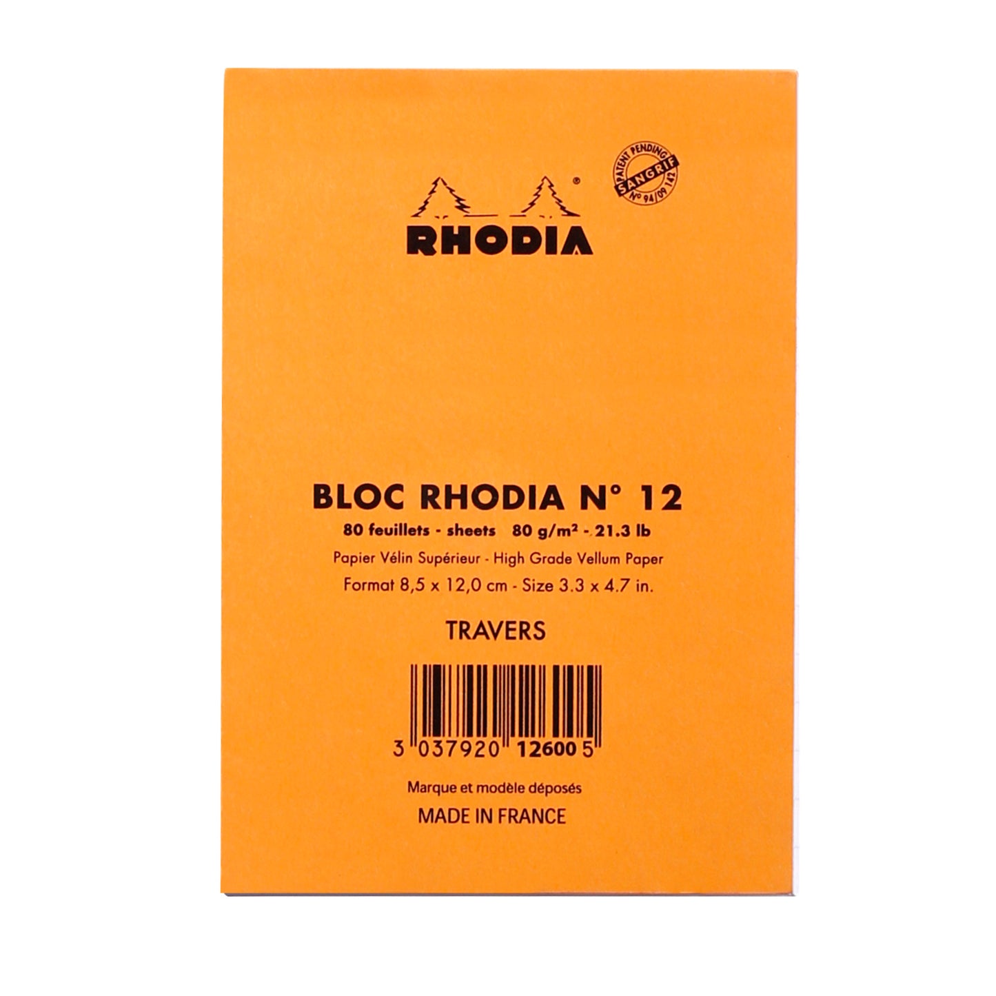 Rhodia Head Stapled Pad No.12, Lined