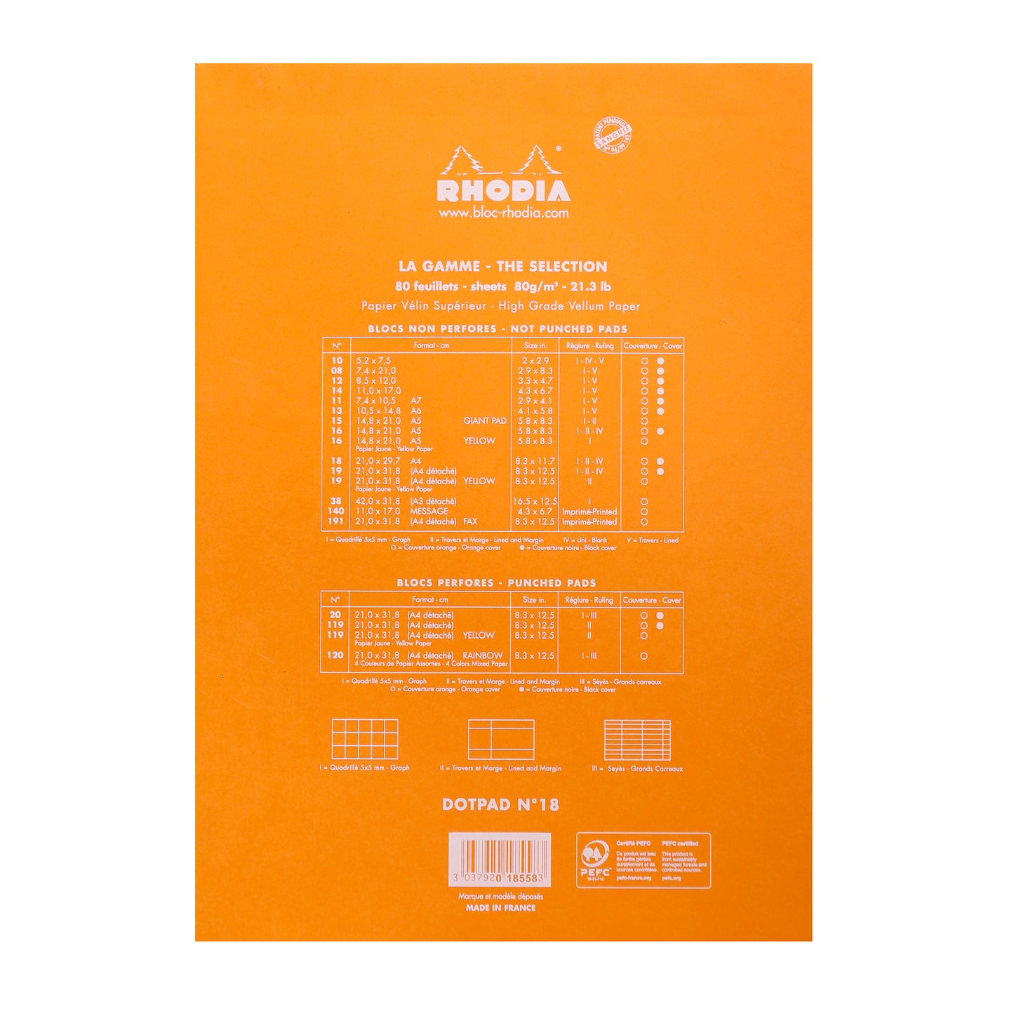 Rhodia Head Stapled Pad No.18 A4, Dot Pad