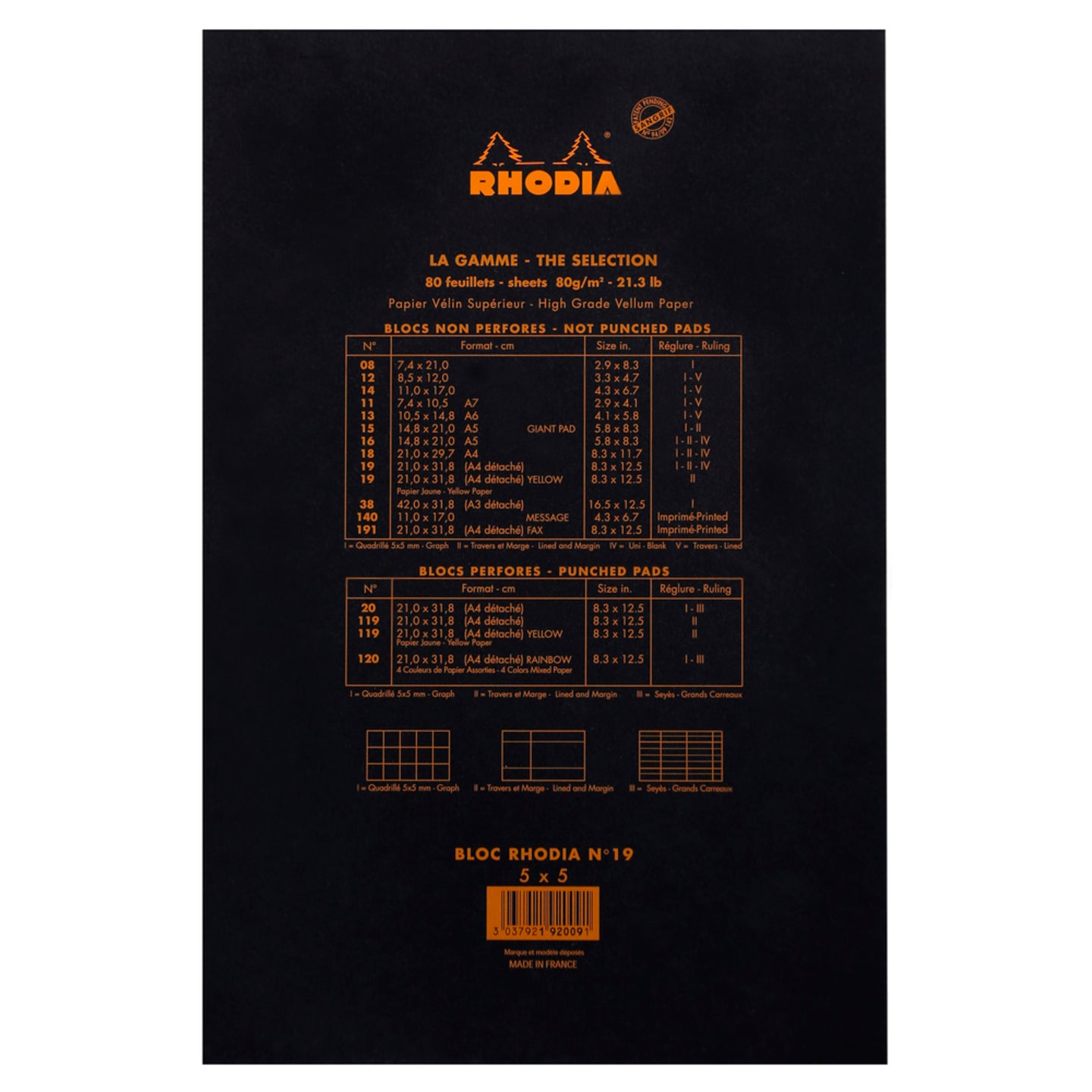 Rhodia Head Stapled Pad No.19 A4+, Squared