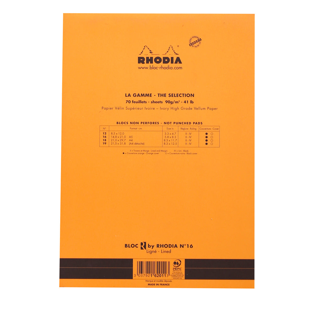 Rhodia Le R Stapled Pad No.16 A5, Lined