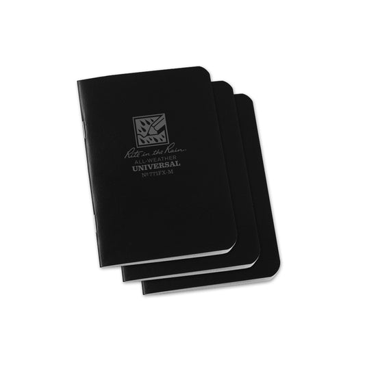 Rite in the Rain Black Mini-Stapled Notebook, 3-pack