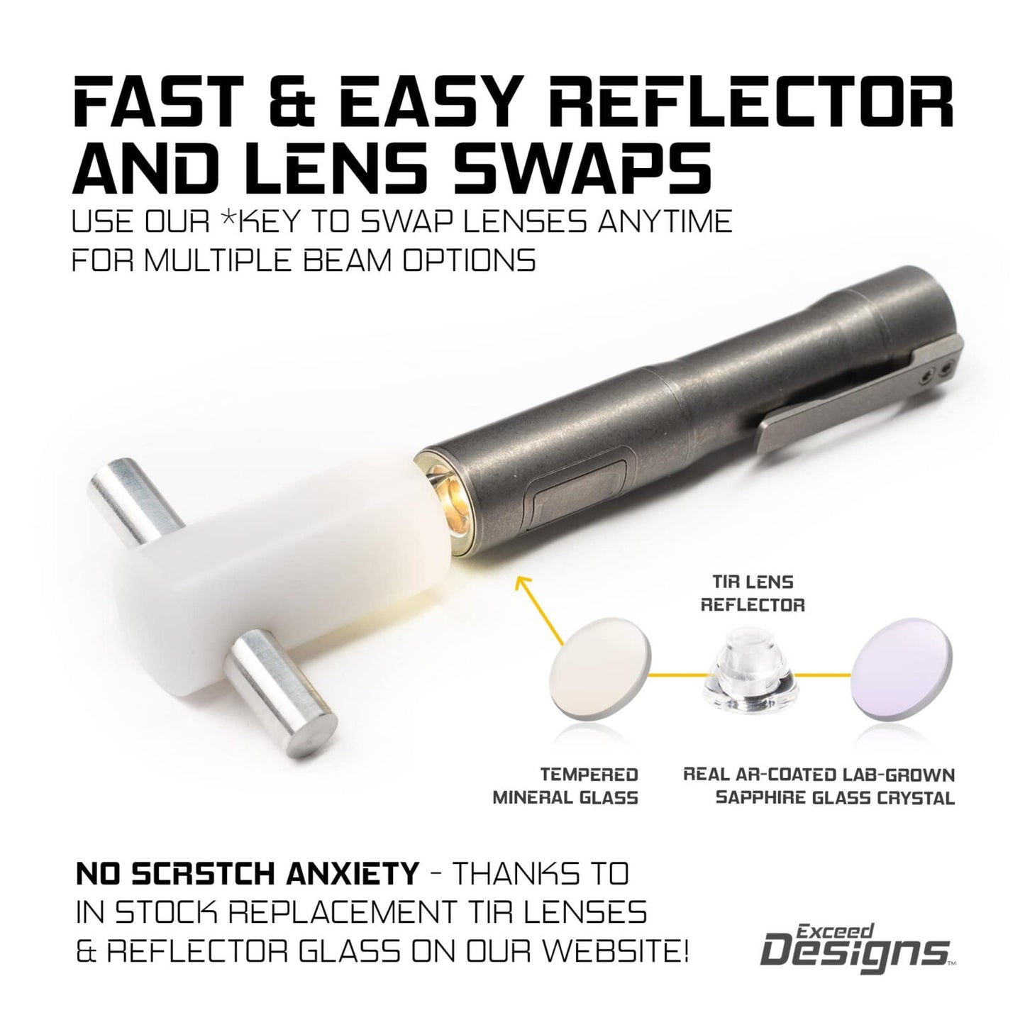 Exceed Designs RAMPANT R4 EDC Flashlight (Stonewashed 6AL -4V Titanium + Copper Pill) 1100+ LUMENS SFT40