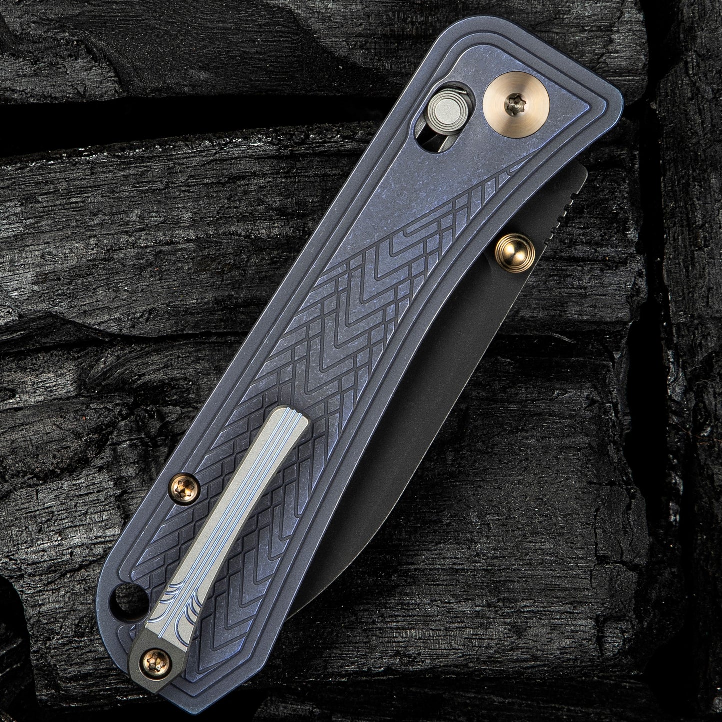 WEKNIFE Bougie Banter, Upscale Art Deco Blue Titanium / Black Stonewashed