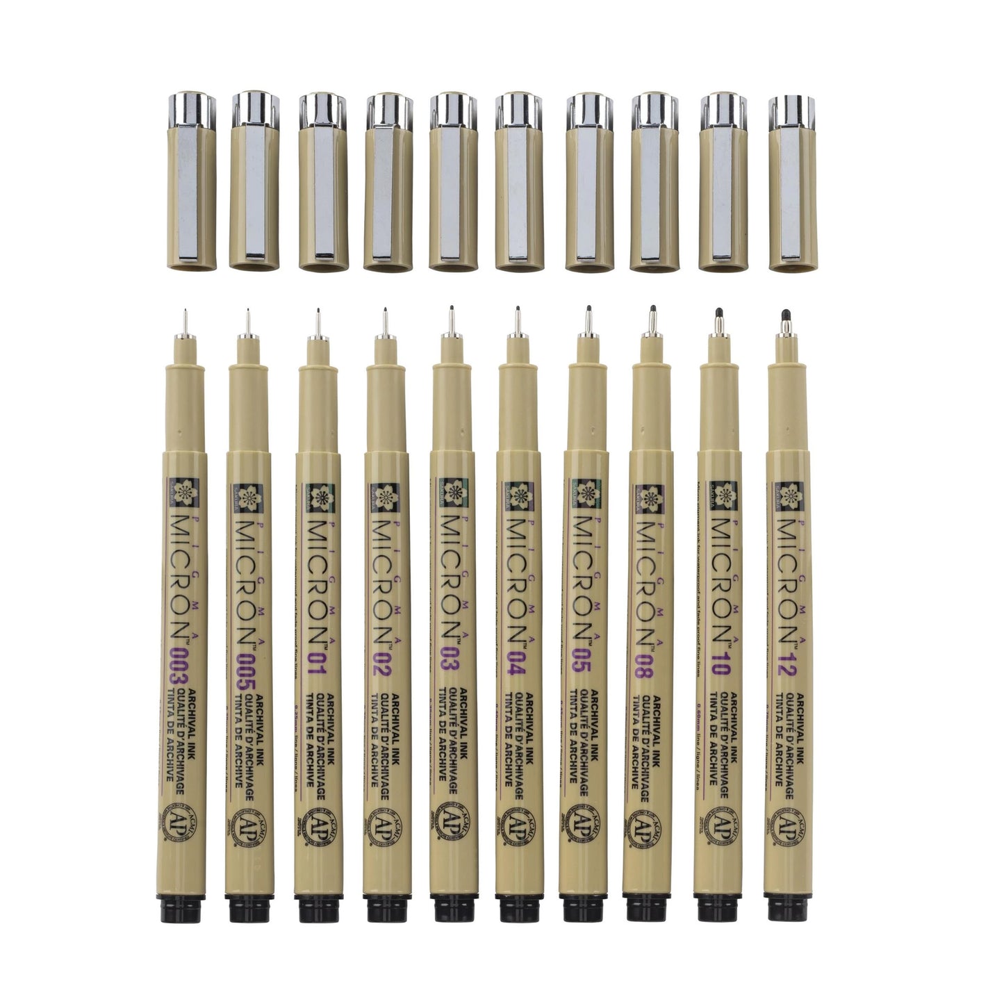 Sakura Pigma Micron Black, 10-sett