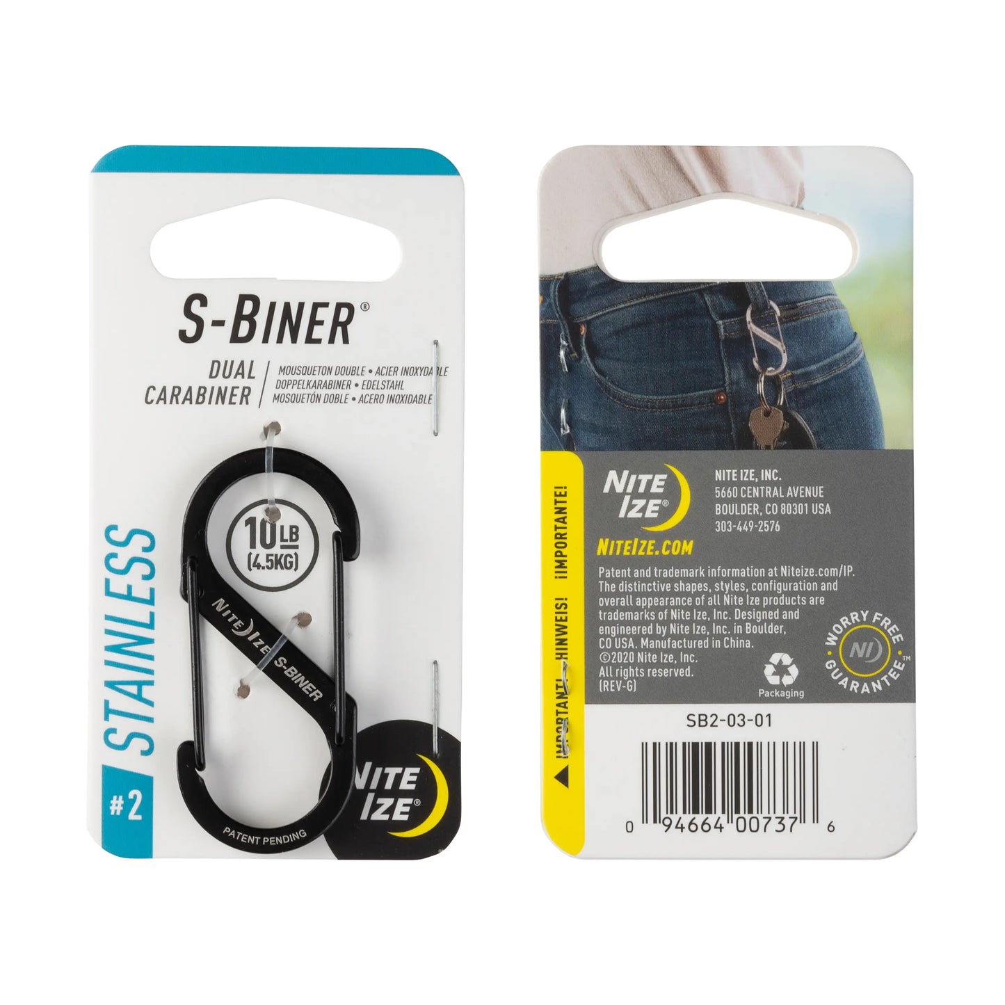Nite Ize S-Biner® Stainless Steel Dual Carabiner #2, Black