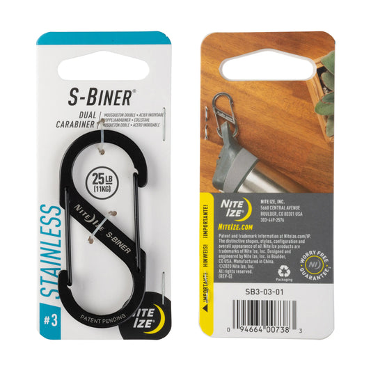 Nite Ize S-Biner® Stainless Steel Dual Carabiner #3, Black