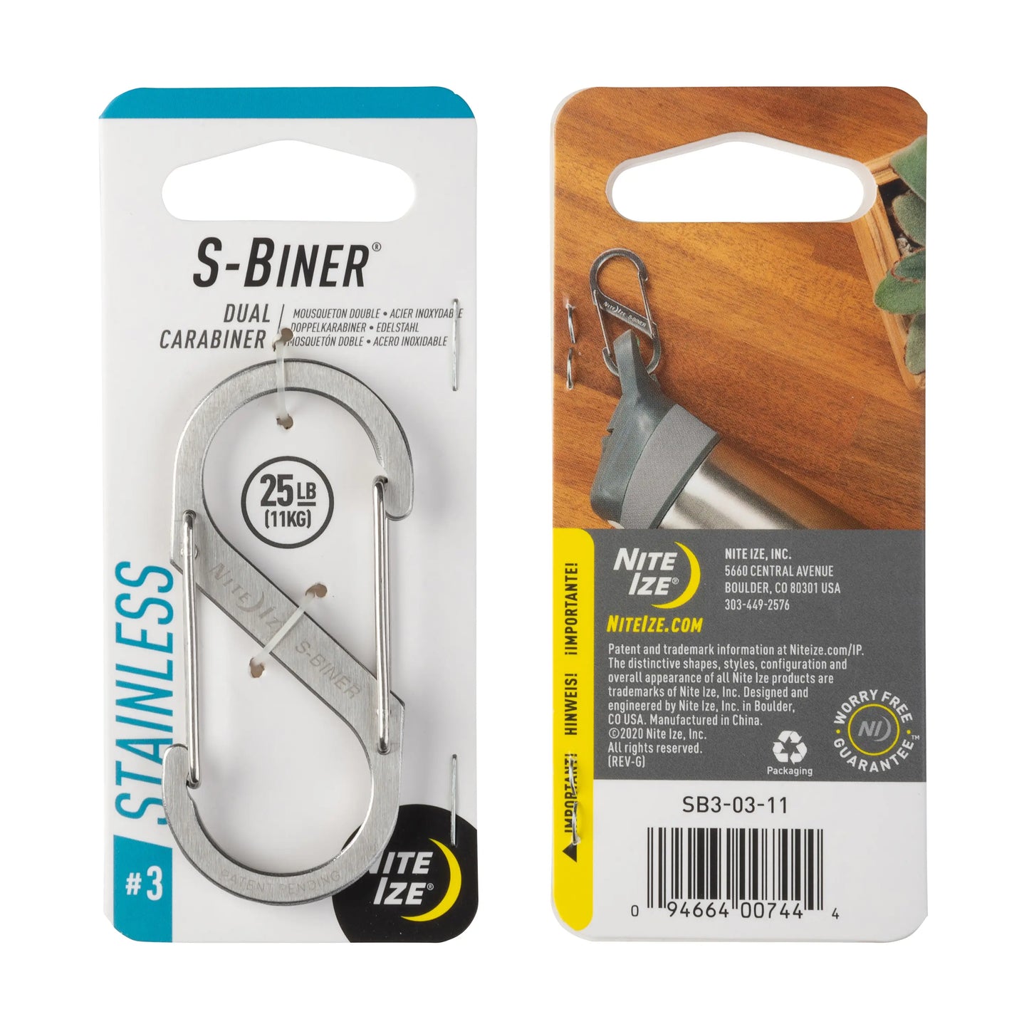 Nite Ize S-Biner® Stainless Steel Dual Carabiner #3, Stainless