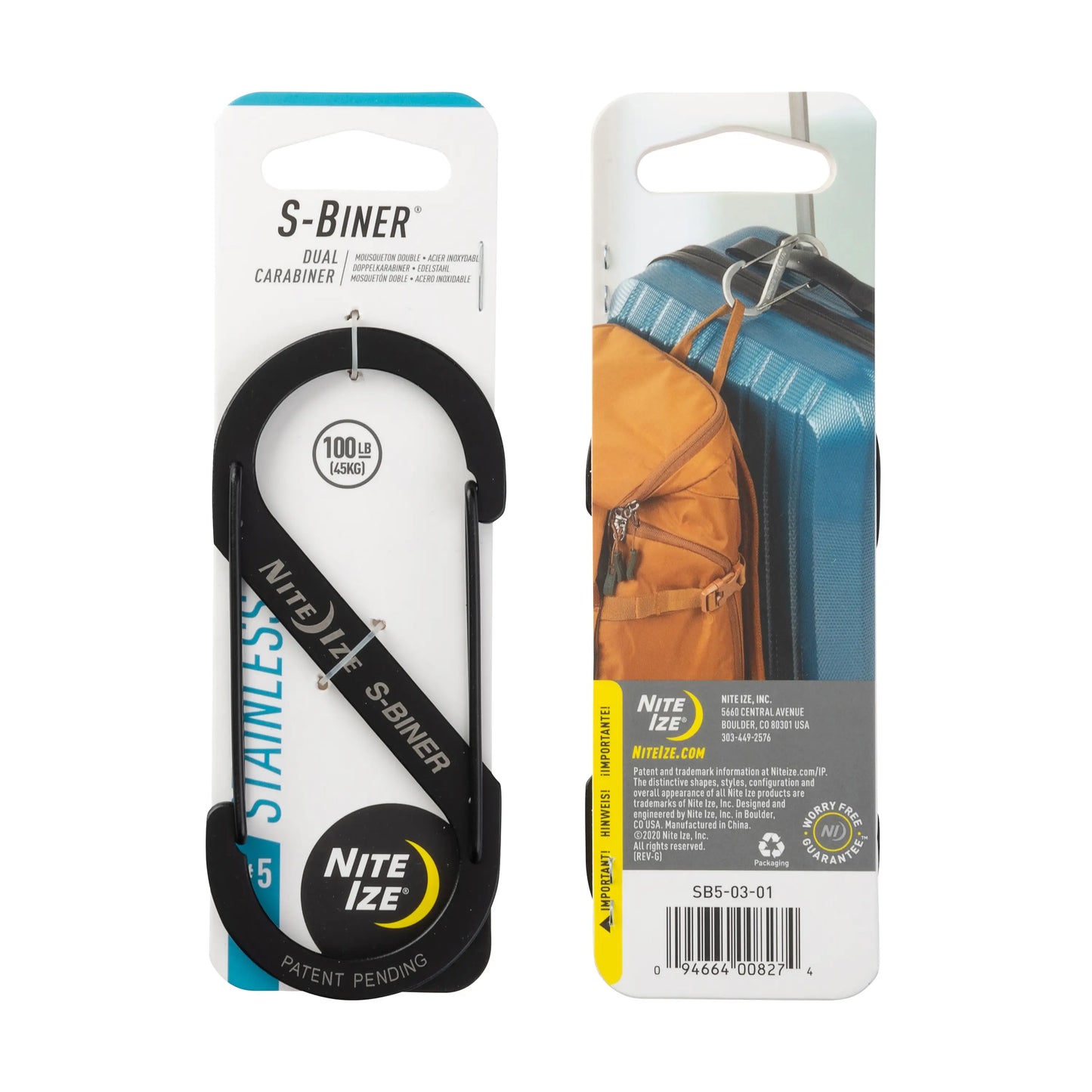 Nite Ize S-Biner® Stainless Steel Dual Carabiner #5, Black