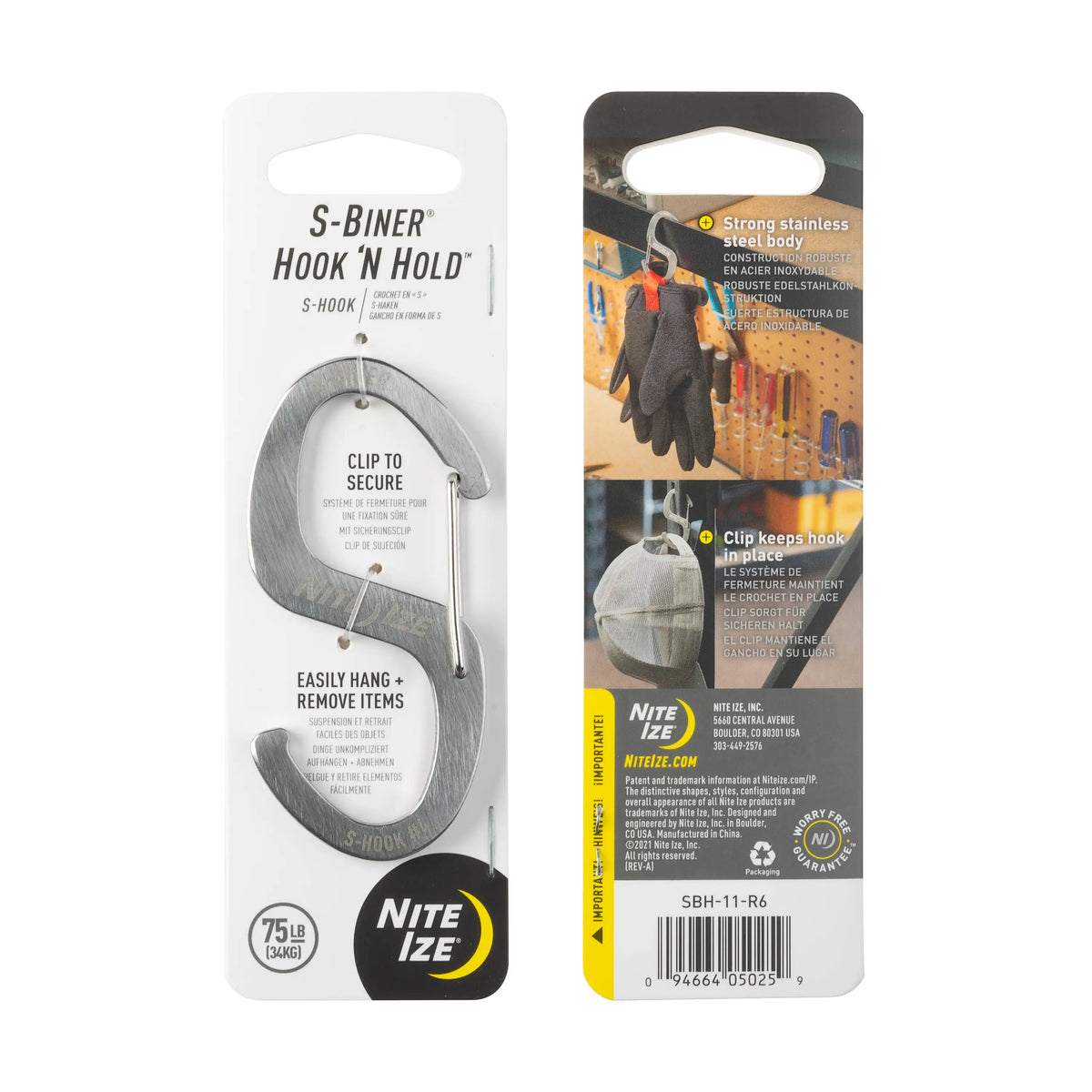 Nite Ize S-Biner® Hook 'N Hold™ S-Hook, Large Single