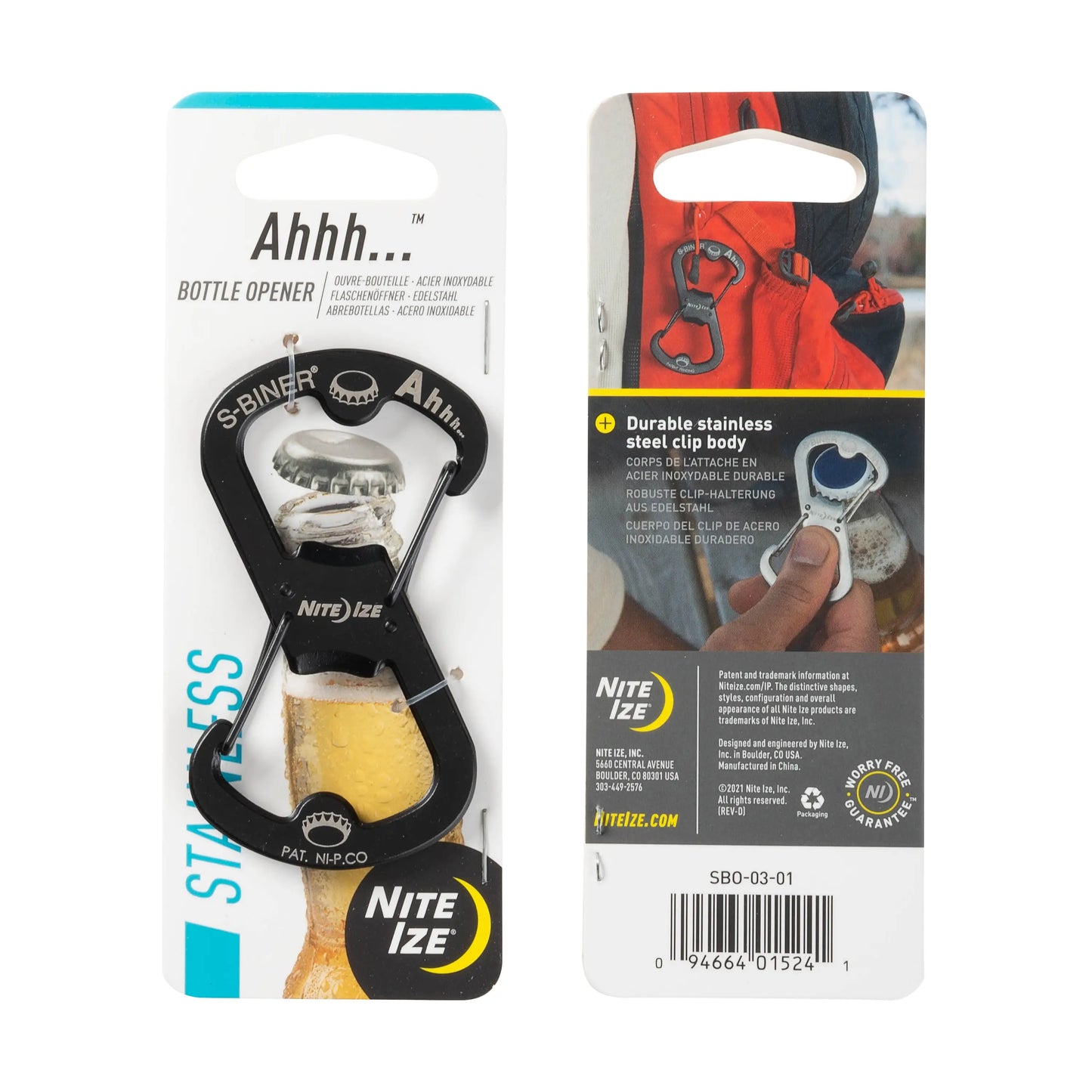 Nite Ize Ahhh Stainless Bottle Opener, Black