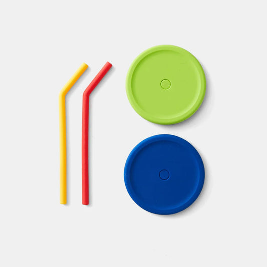 PlanetBox Silicone Straw and Lid Set, Horizon