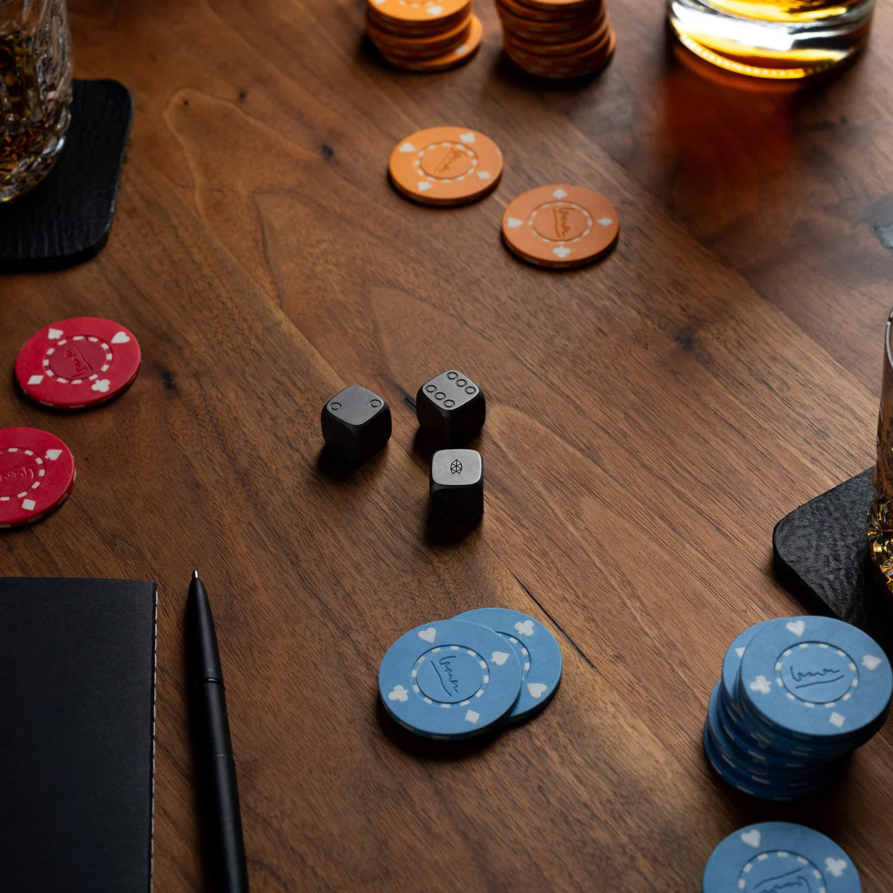 The James Brand Titanium Dice Set
