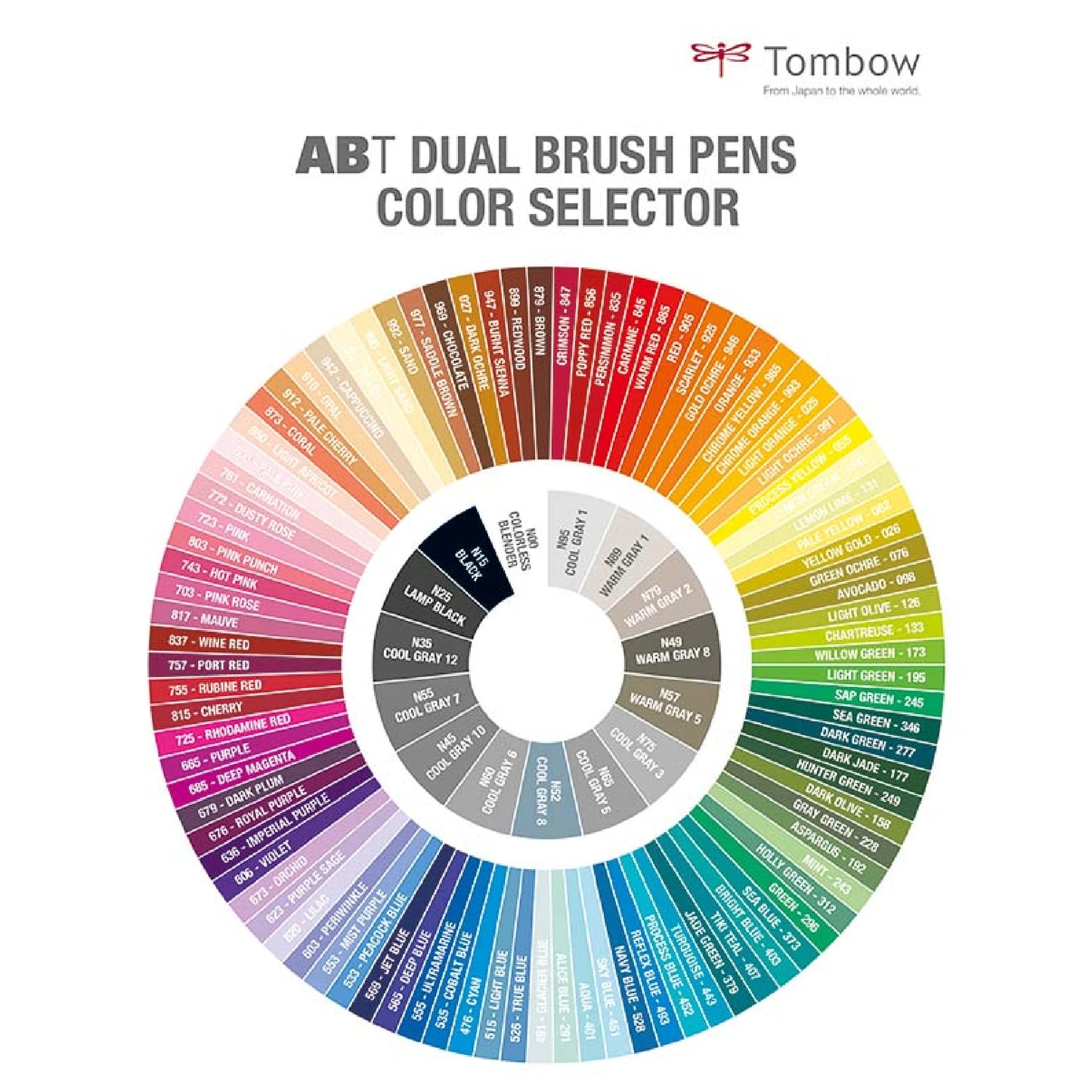 Tombow ABT Dual Brush display eske (Sett med 107 farger)