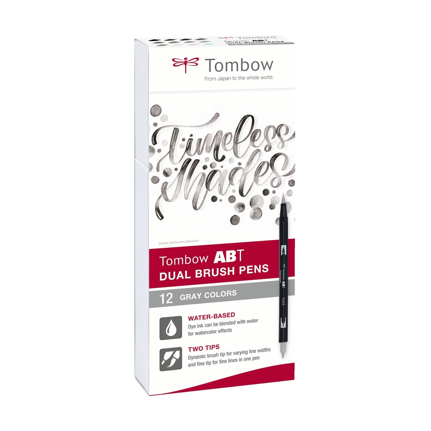 Tombow ABT Dual Brush 12P-3 Grey (Sett med 12 Farger)