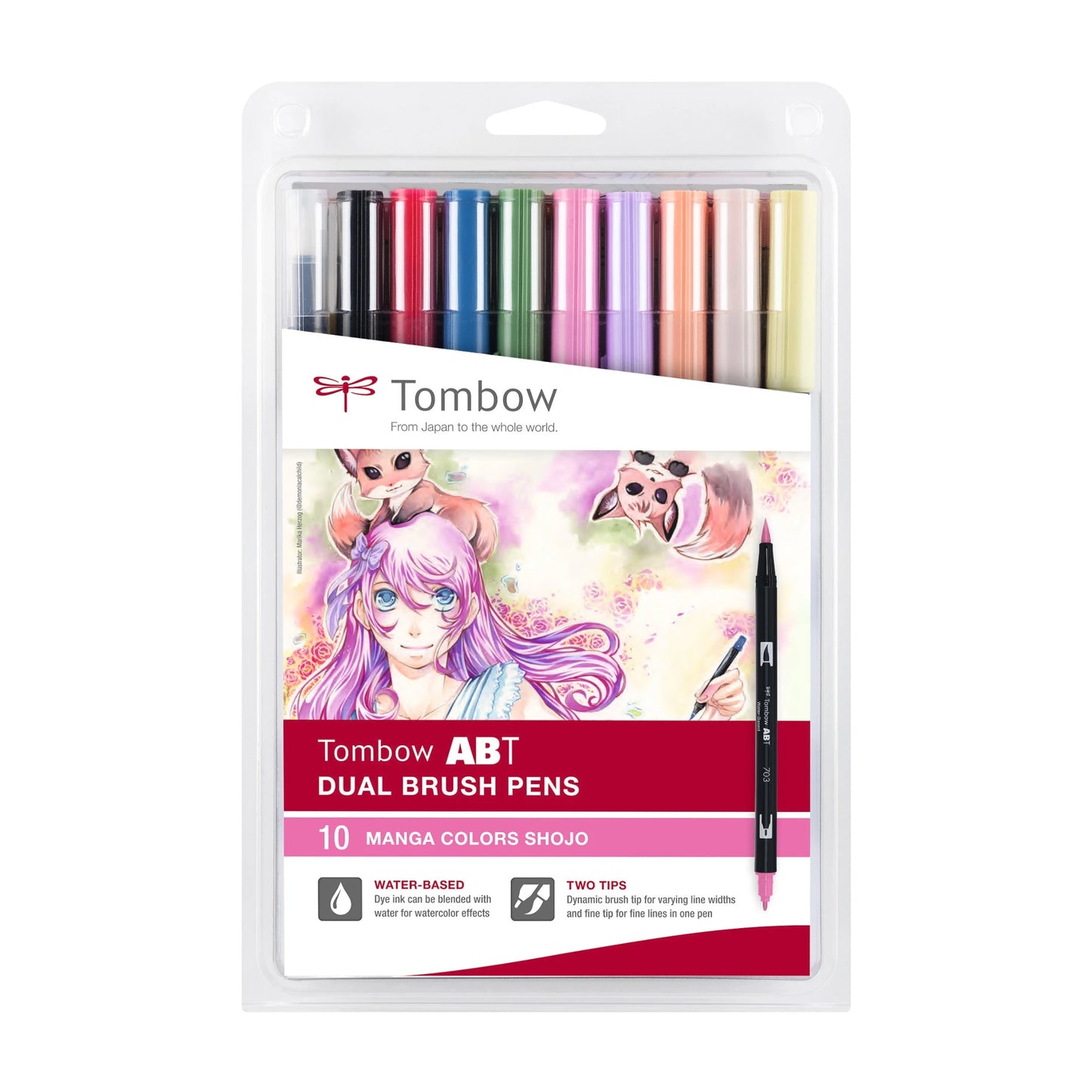 Tombow ABT Dual Brush Manga Shojo (Sett med 10 Farger)