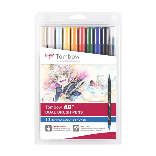 Tombow ABT Dual Brush Manga Shonen (Sett med 10 Farger)