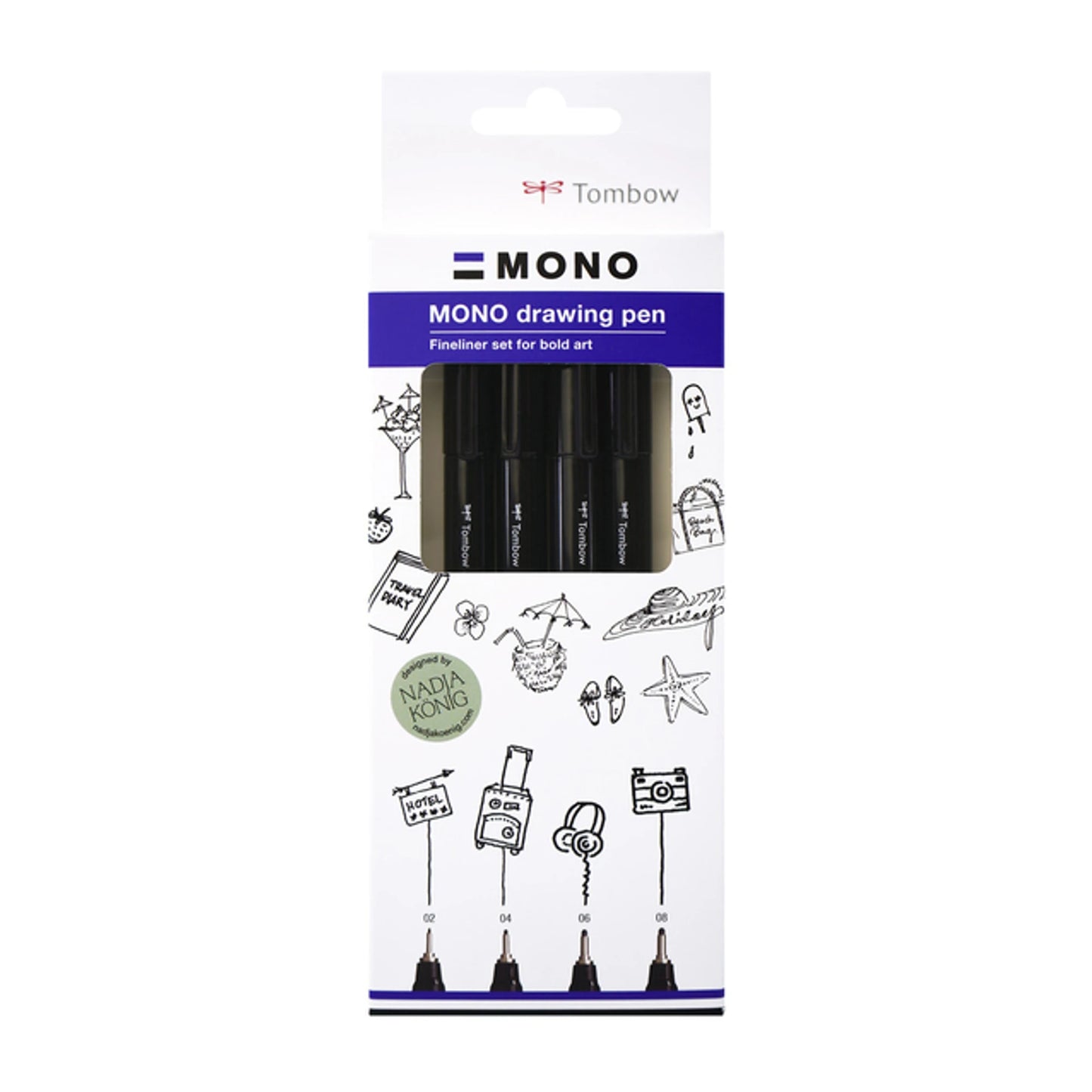 Tombow Fineliner Mono Drawing Set Bold, 4-Pakk