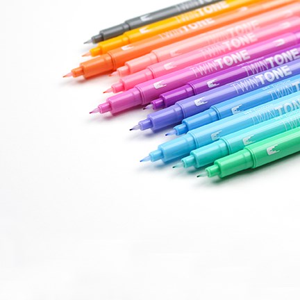 Tombow Marker TwinTone pastel 0.3/0.8mm, 12-pakk