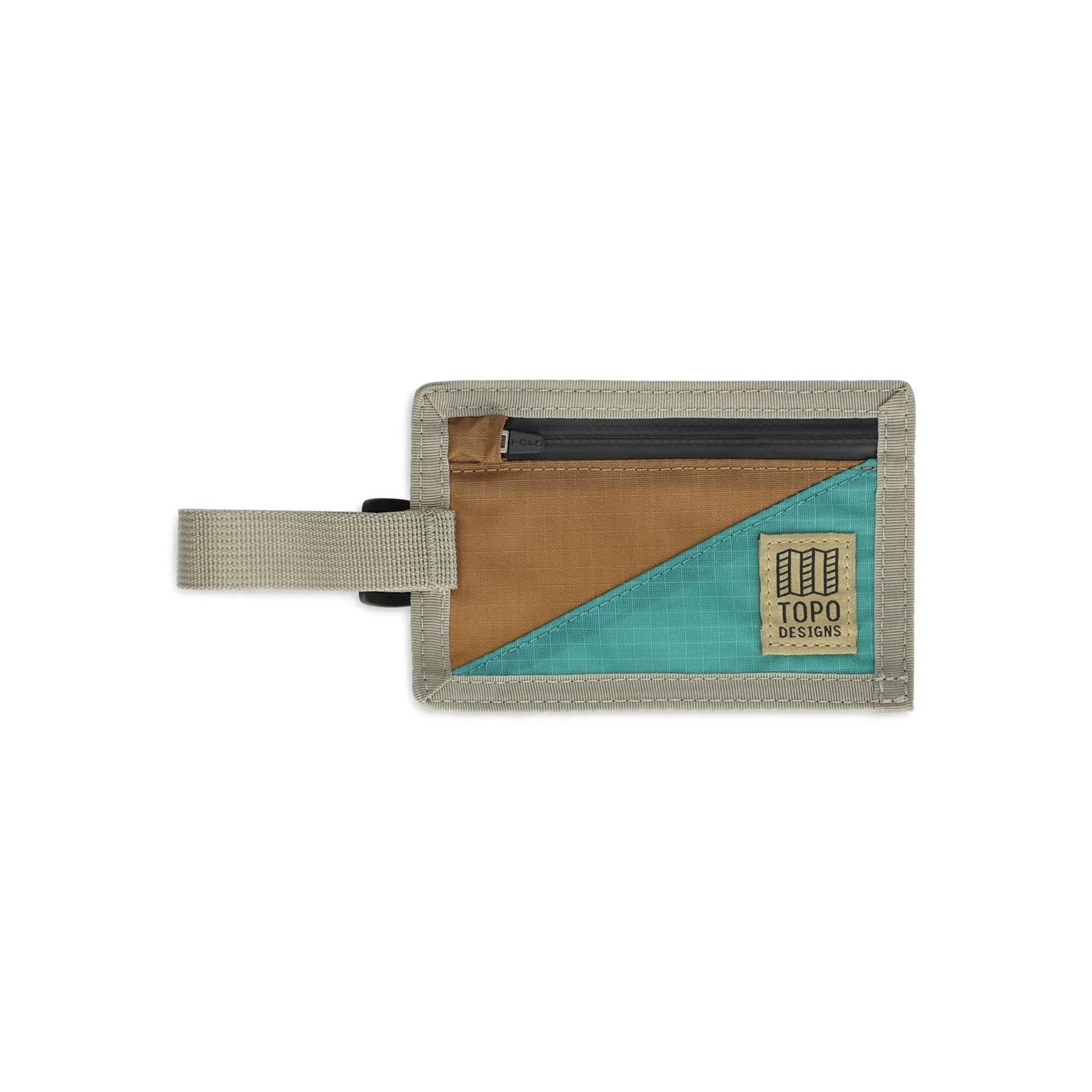 Topo Designs Luggage Tag, Caribbean / Dark Khaki