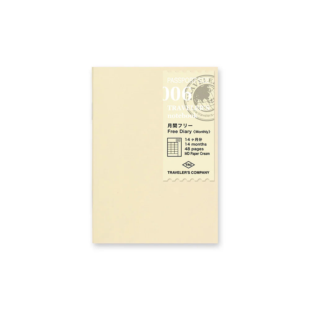 Traveler's Company 006. Free Monthly Diary Refill, Passport Size