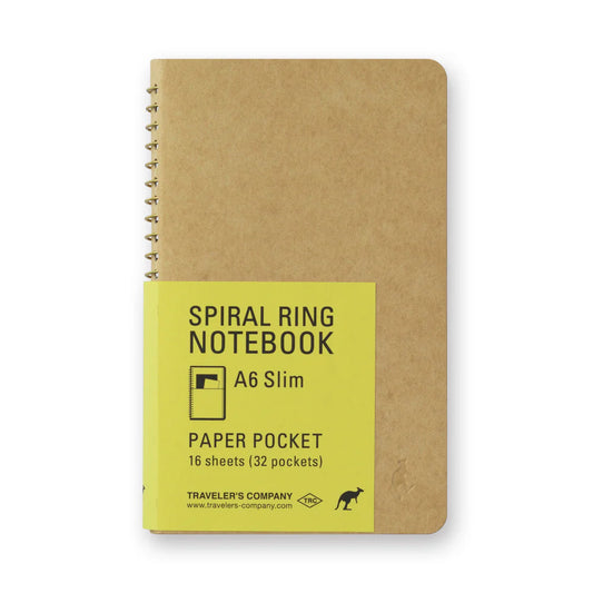 Traveler's Company Spiral Ring Notebook A6 Slim, Paper Pocket